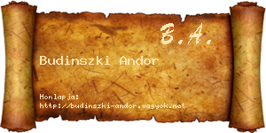 Budinszki Andor névjegykártya